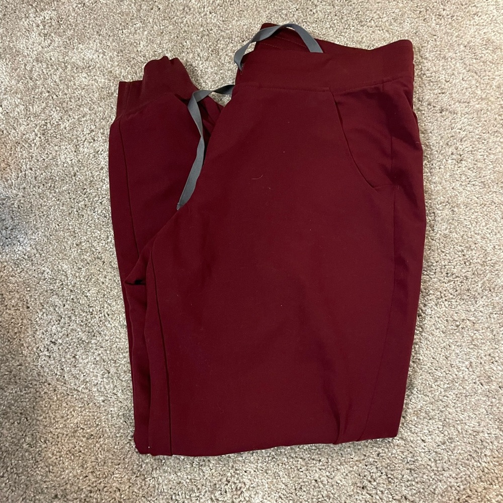 FIGS burgundy zamora joggers